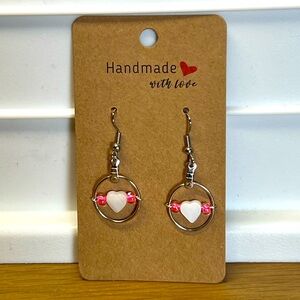 Handmade Mother of Pearl Shell Heart Earrings 💕